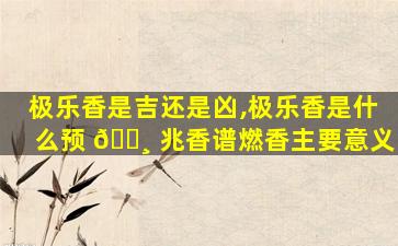 极乐香是吉还是凶,极乐香是什么预 🌸 兆香谱燃香主要意义